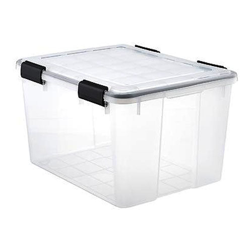 Weathertight Tote with Lid, Clear, 46.6 qt., EA/1