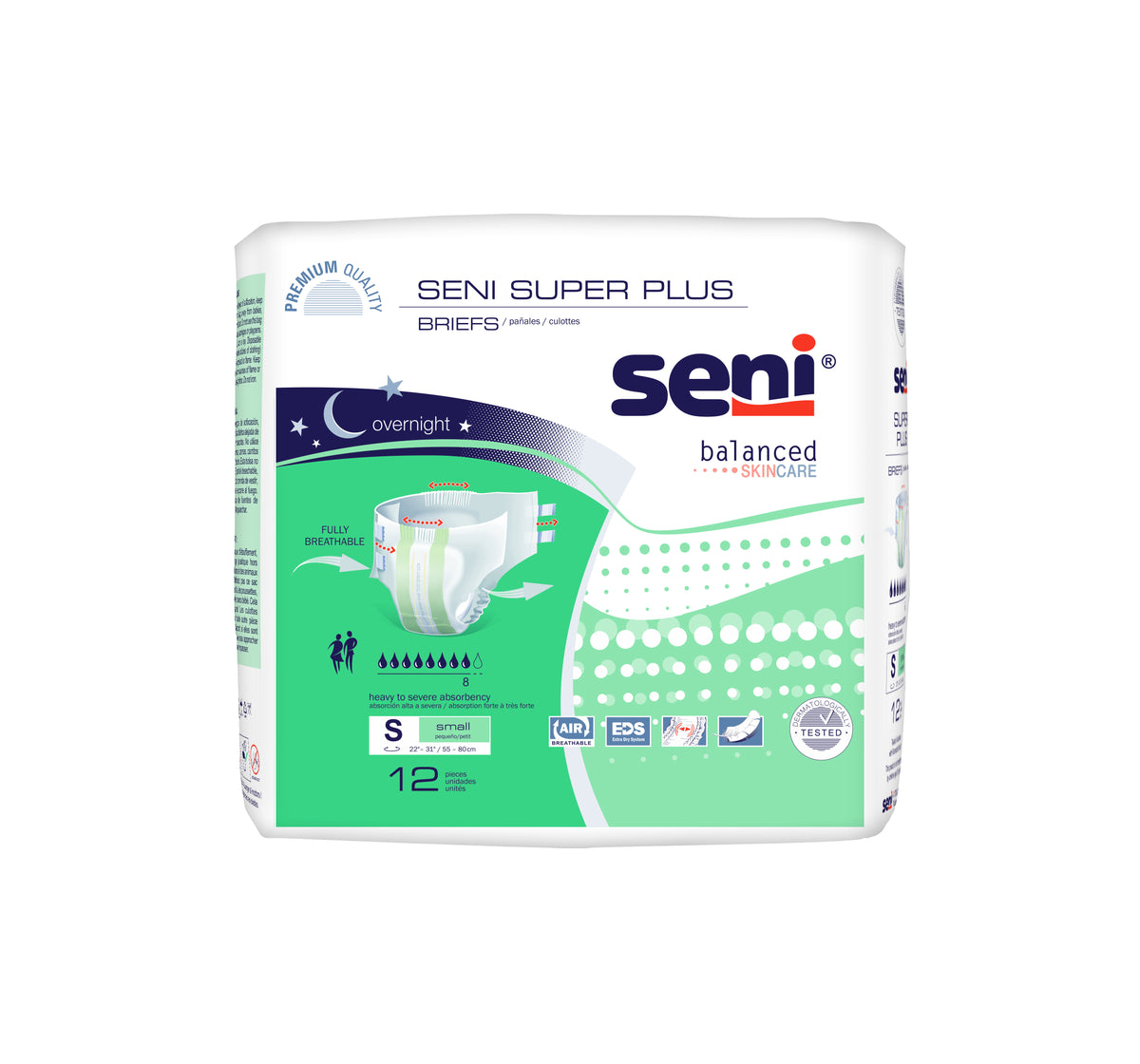 Seni Super Plus Briefs, Small, 12 Count - 22" - 31", PK/12