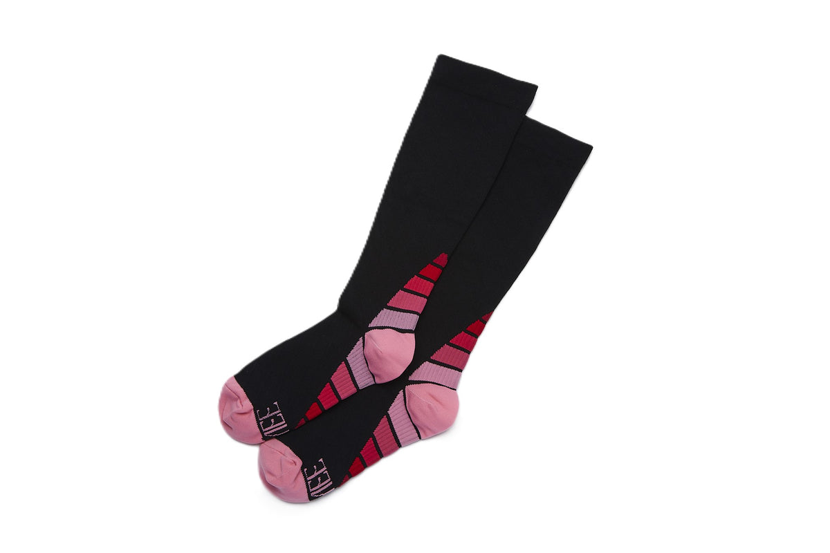 Zomee Compression Socks, 20-30mmhg, Small, Black Pink