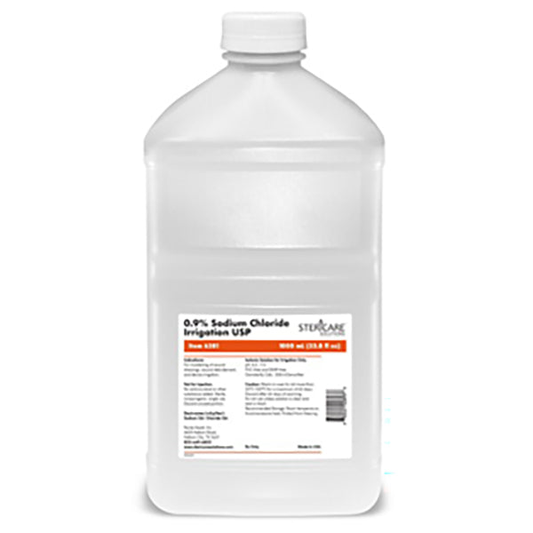 Nurse Assist USP 0.9% Sodium Chloride for Irrigation, Square Bottle, Break Band Cap, 1000 mL - REPLACES WE6281, EA/1