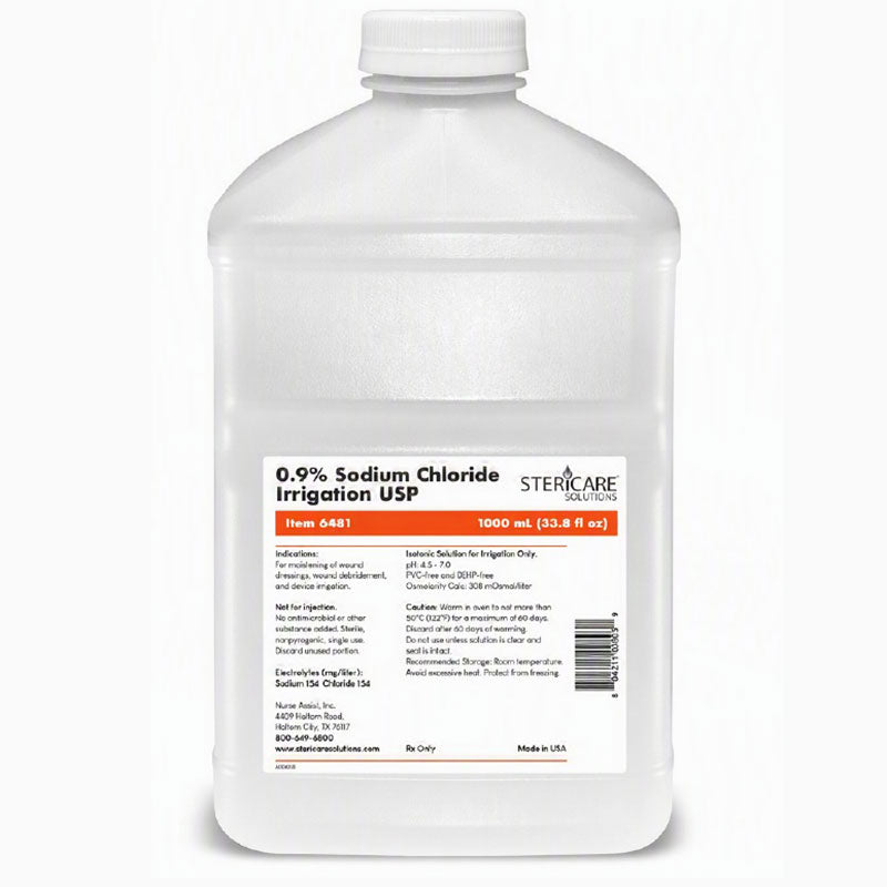Nurse Assist USP Normal Sterile Saline, Screw Top Container, 1000mL - REPLACES WE6381