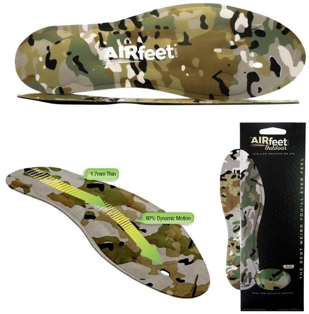 AIRfeet CLASSIC CAMO, Active Arch Support Orthotic Insoles, Size 1M, 7 to 8 Male, 8 to 9 Female, Pair