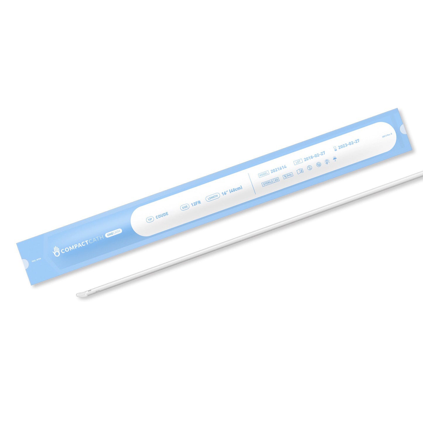 OneCath Intermittent Urinary Catheter, Coude Tip, 16 FR, 16"