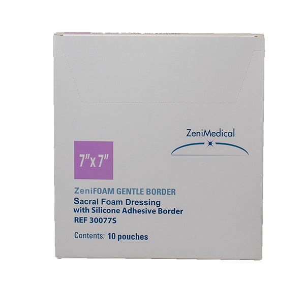 ZeniFoam Gentle Border Sacral Foam Dressing with Silicone Adhesive Border, 7" x 7", EA/1
