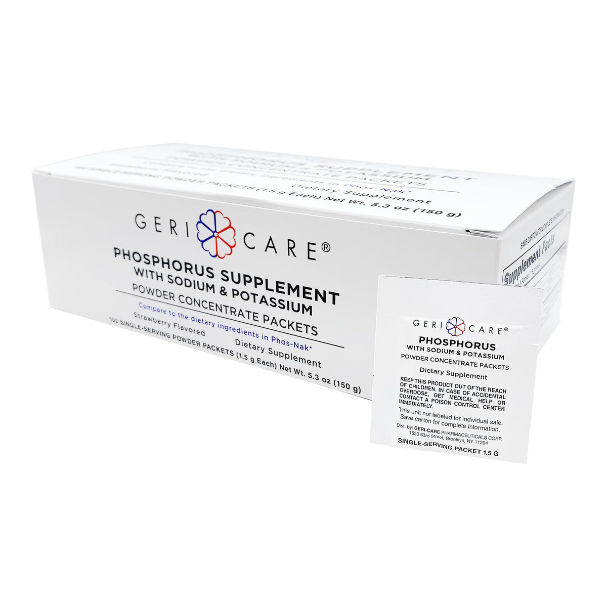 Geri-Care Phosphorus Supplement Powder with Electrolytes, Strawberry Flavor, CS/2400