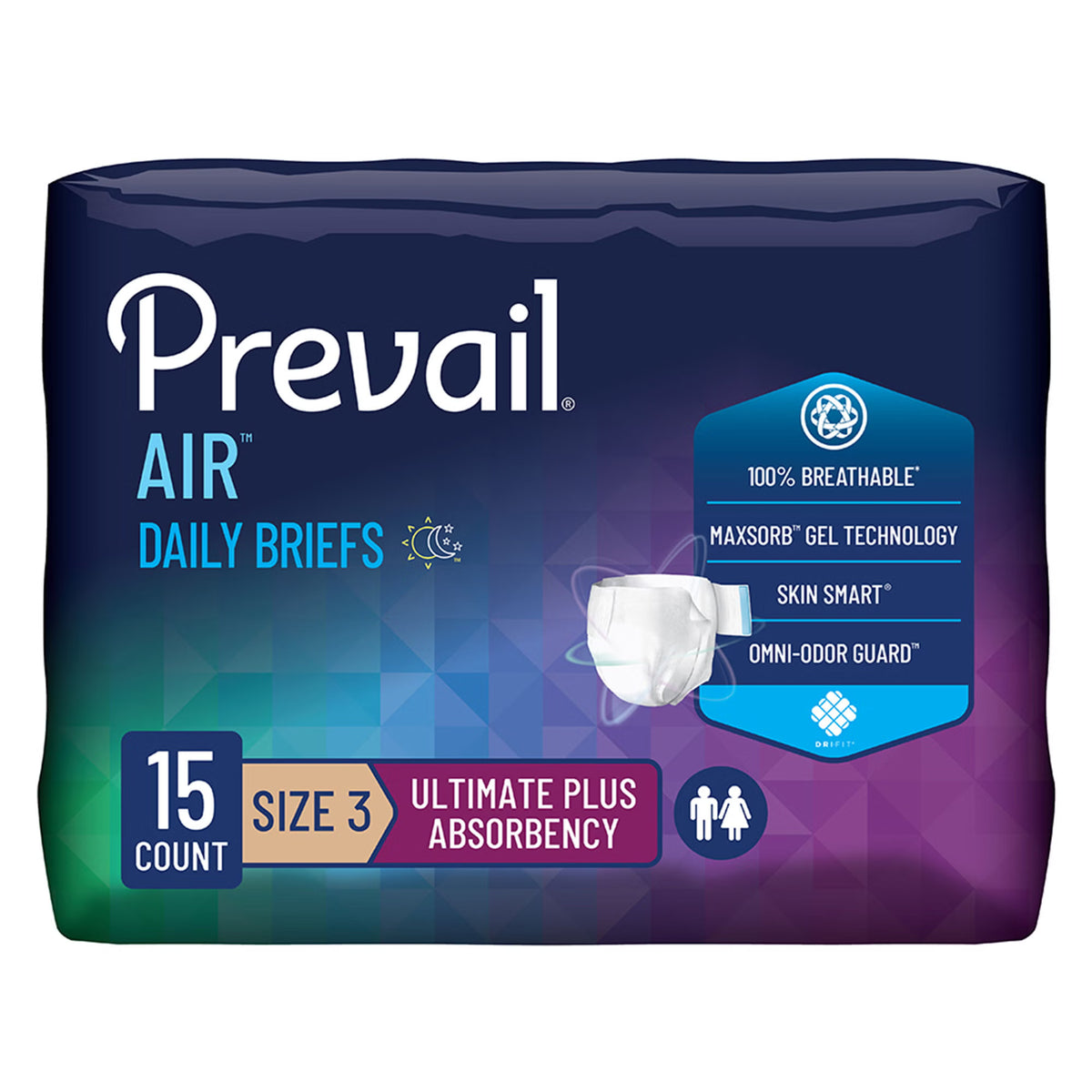 Prevail Air™ Stretchable Ultimate Plus Absorbency Briefs, Size 3, BG/15