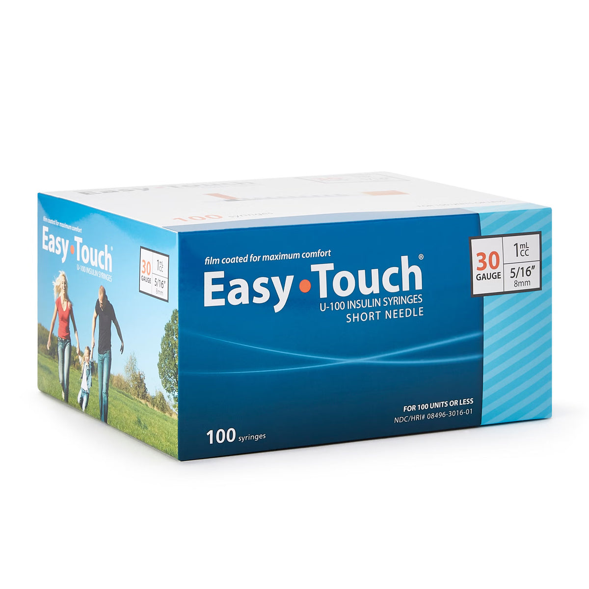 EasyTouch™ 1 mL Insulin Syringe with Needle, 30 Gauge, 5/16 Inch Needle Length