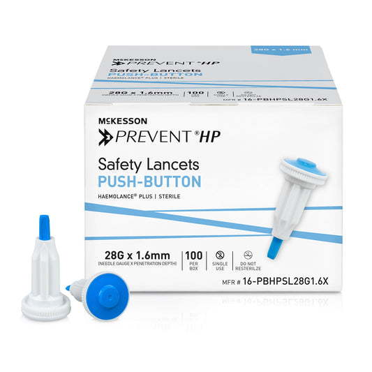McKesson Prevent® HP Push Button Safety Lancet, 28 Gauge, BX/100