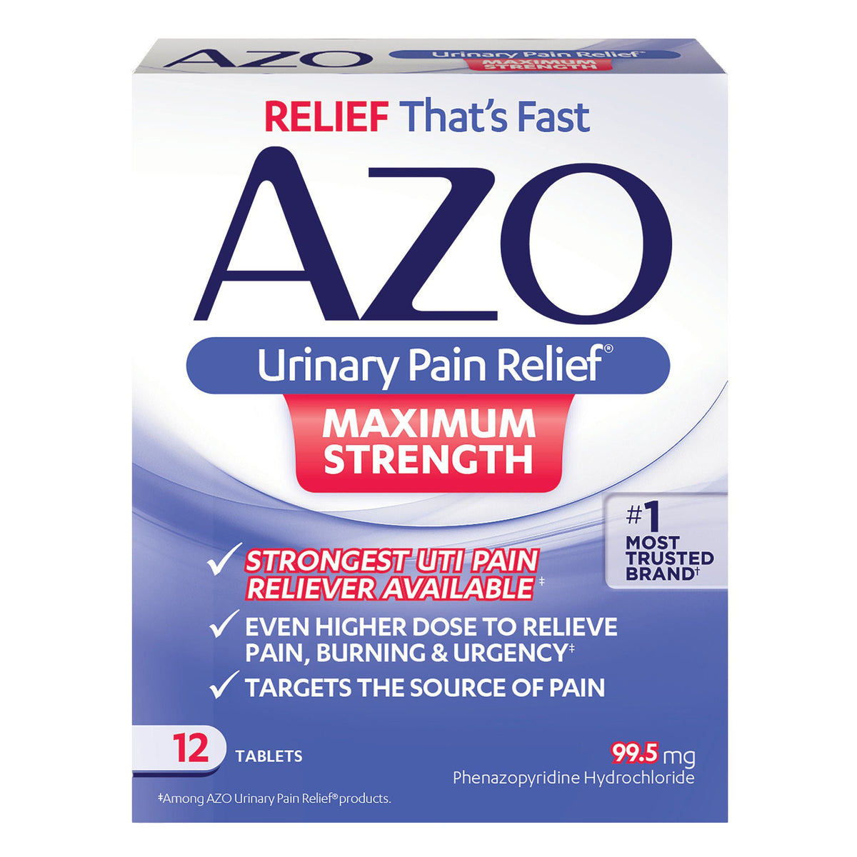 AZO® Urinary Pain Relief Tablets Maximum Strength, 12 per Box, BX/1