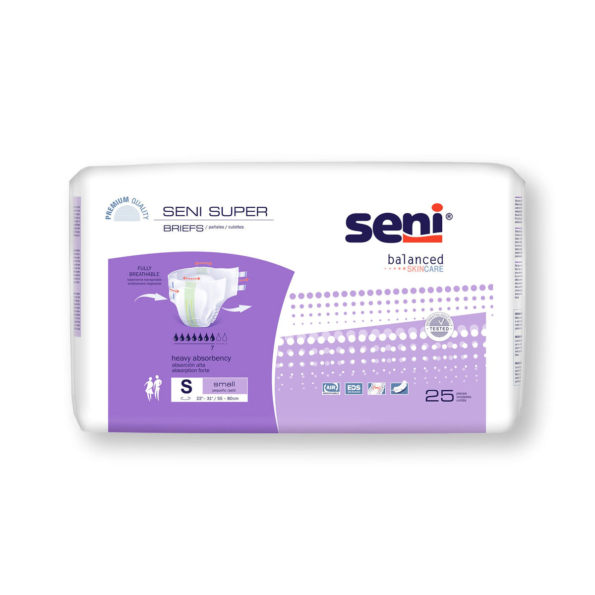 Seni® Super Heavy Absorbency Incontinence Brief, Small, PK/25