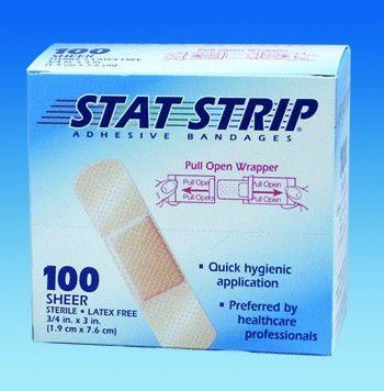 American® White Cross Stat Strip® Sheer Adhesive Strip, 1 x 3 Inch, BX/100
