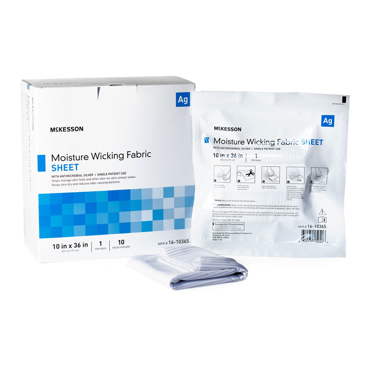 McKesson Silver Moisture Wicking Fabric, 10 x 36 Inch, PK/1