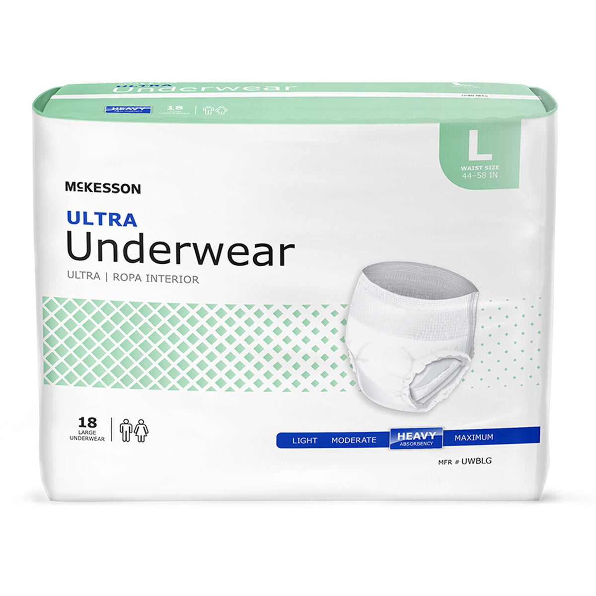 McKesson Ultra Heavy Absorbent Underwear, Large, BG/1