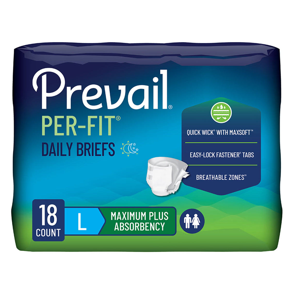 Prevail® Per-Fit® Maximum Incontinence Brief, Large, CS/72