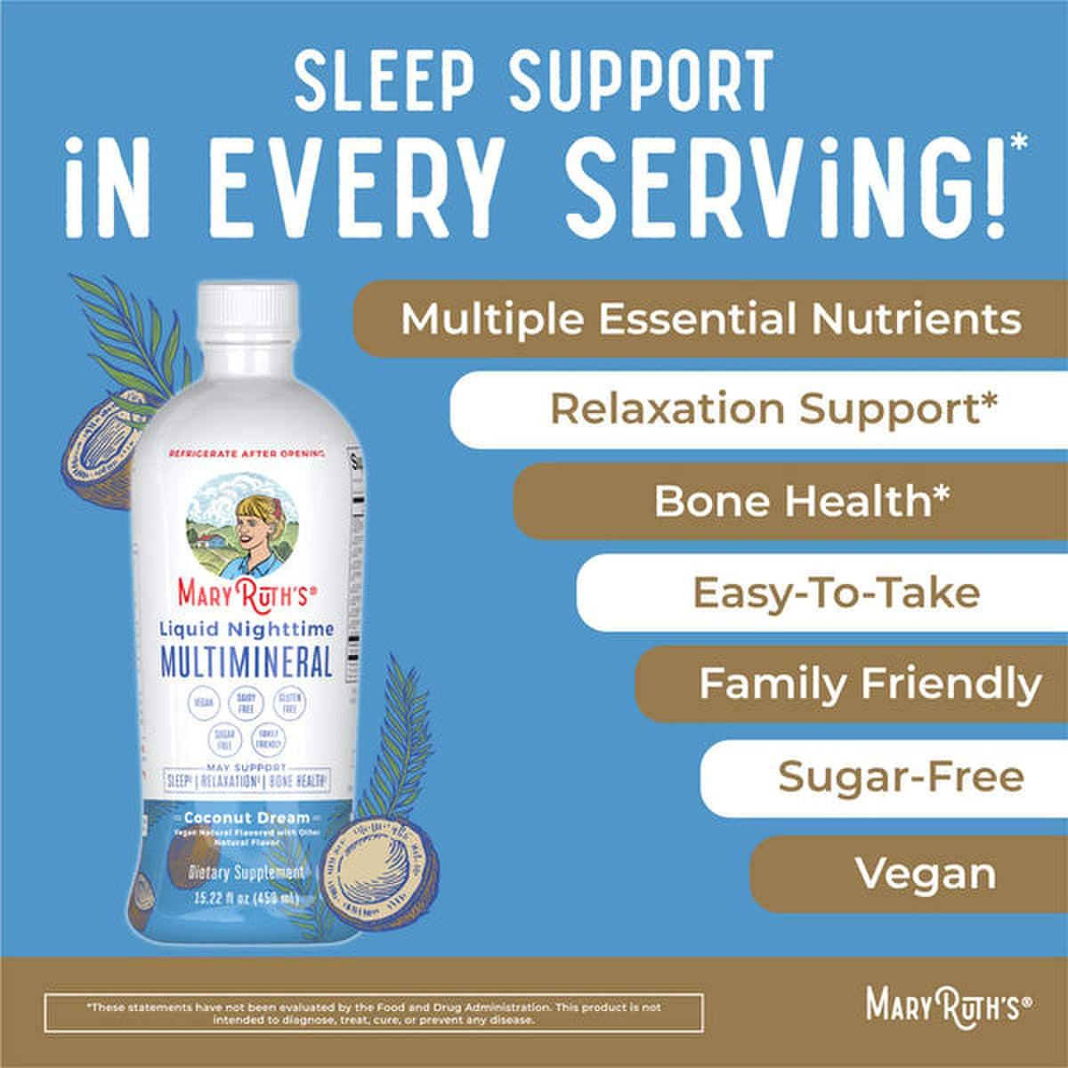 Mary Ruth's® Liquid Nighttime Multimineral, Coconut Dream, Dietary Supplement