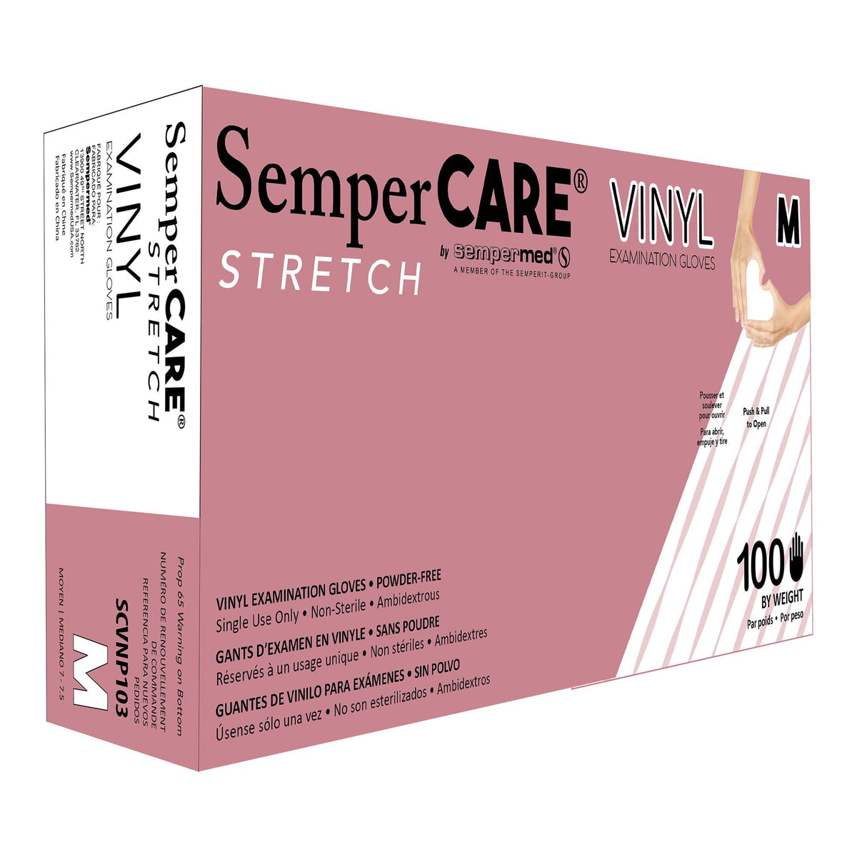 SemperCare® Vinyl Exam Glove, Medium, Ivory, BX/100