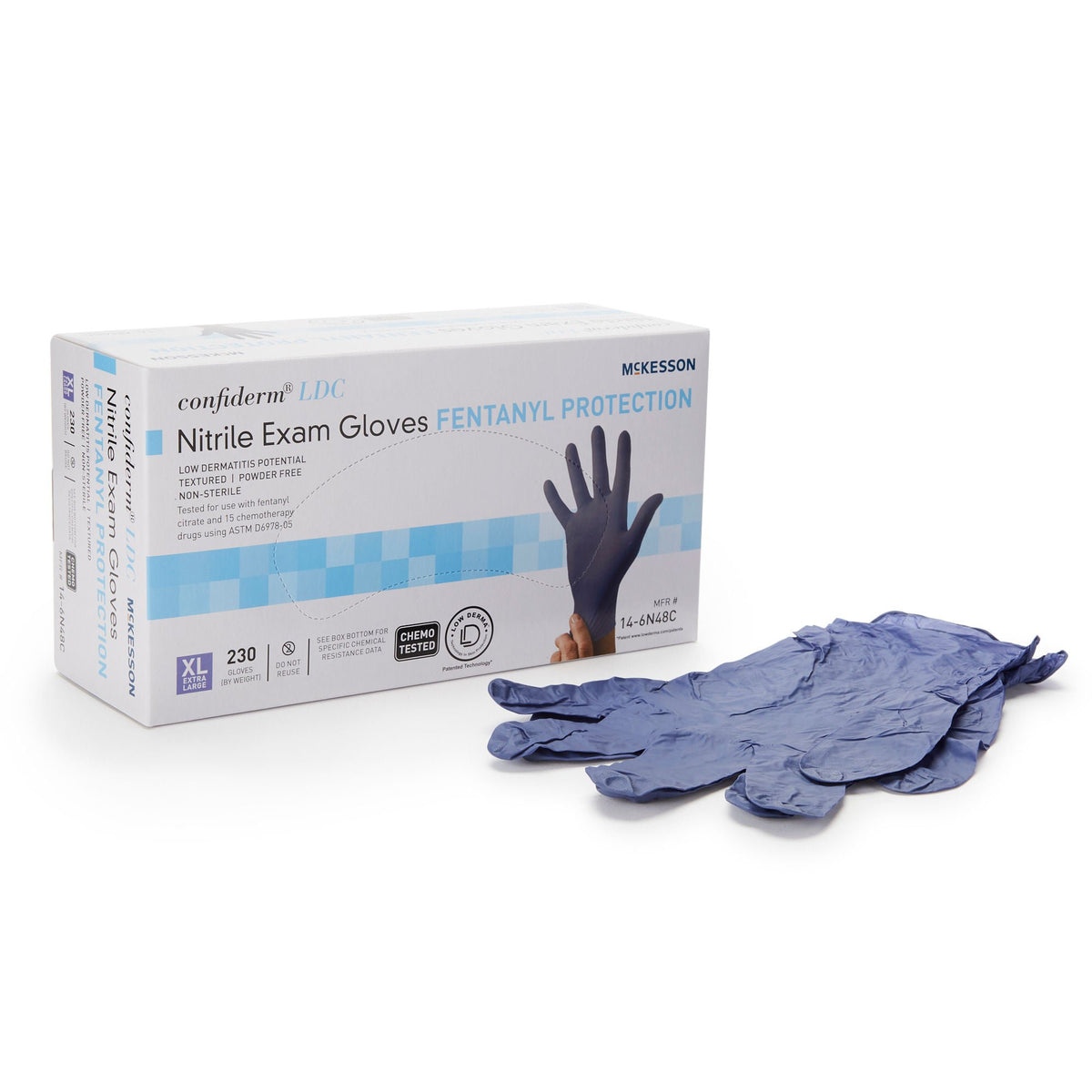 McKesson Confiderm® LDC Exam Glove, Extra Large, Blue, CS/2300