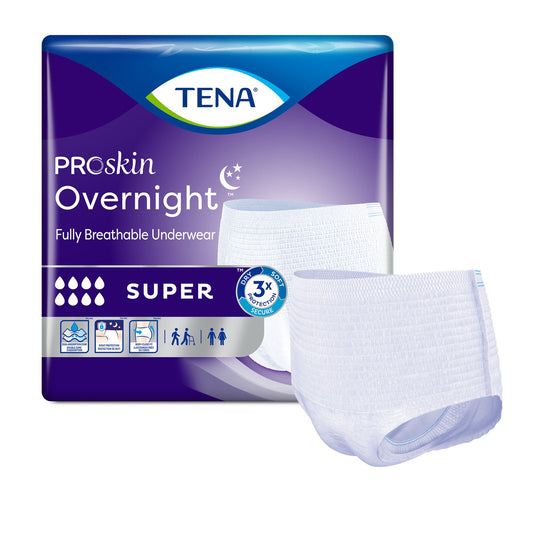 Tena® ProSkin Overnight™ Super Fully Breathable Underwear, Large, CS/56
