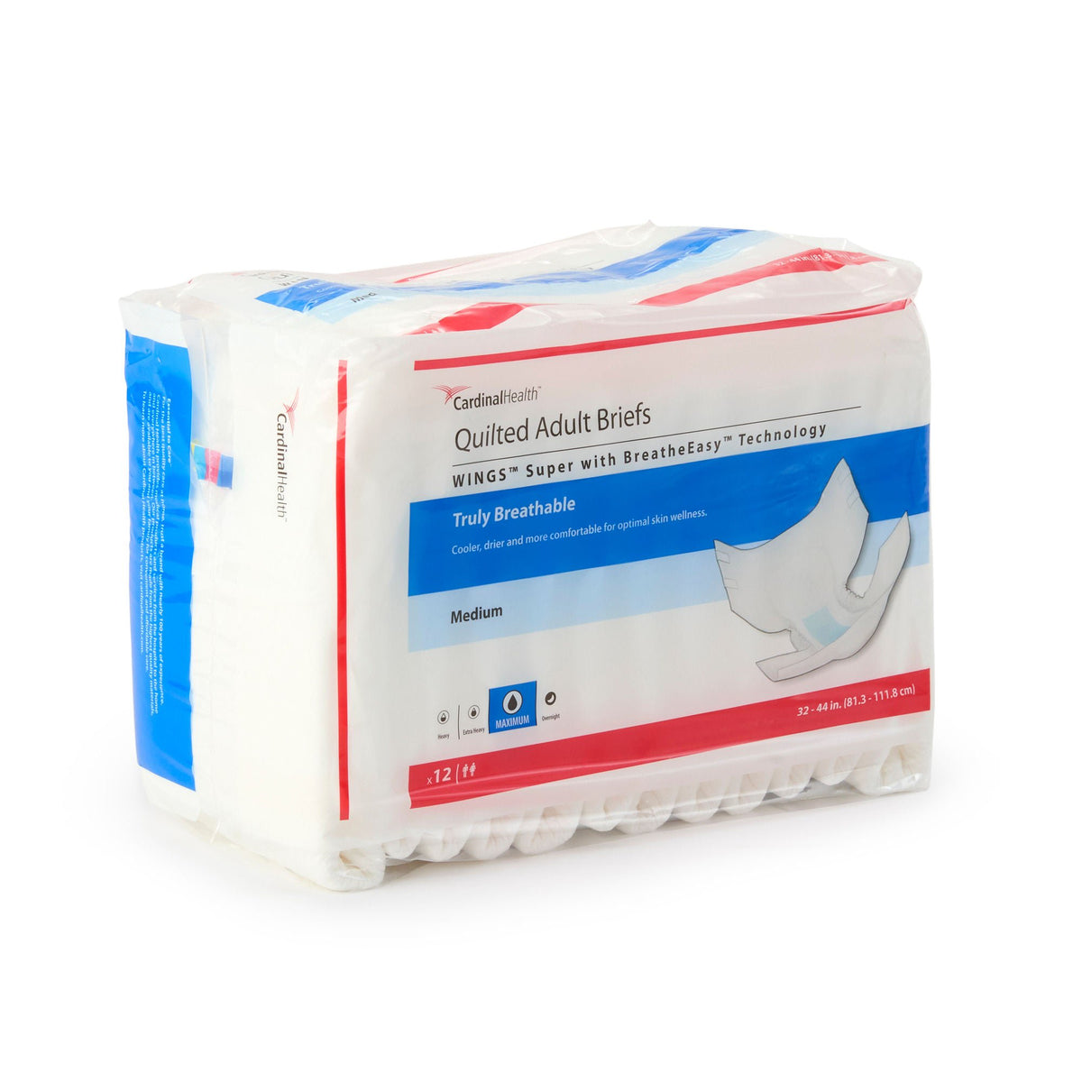 Wings™ Super Quilted Maximum Absorbency Incontinence Brief, Medium, BG/12