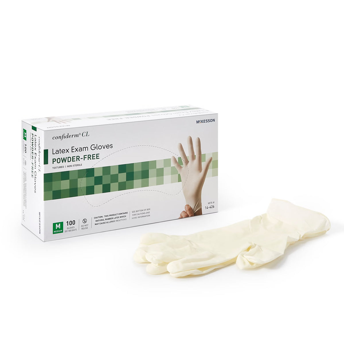 McKesson Confiderm® CL Latex Exam Glove, Medium, Ivory, BX/100