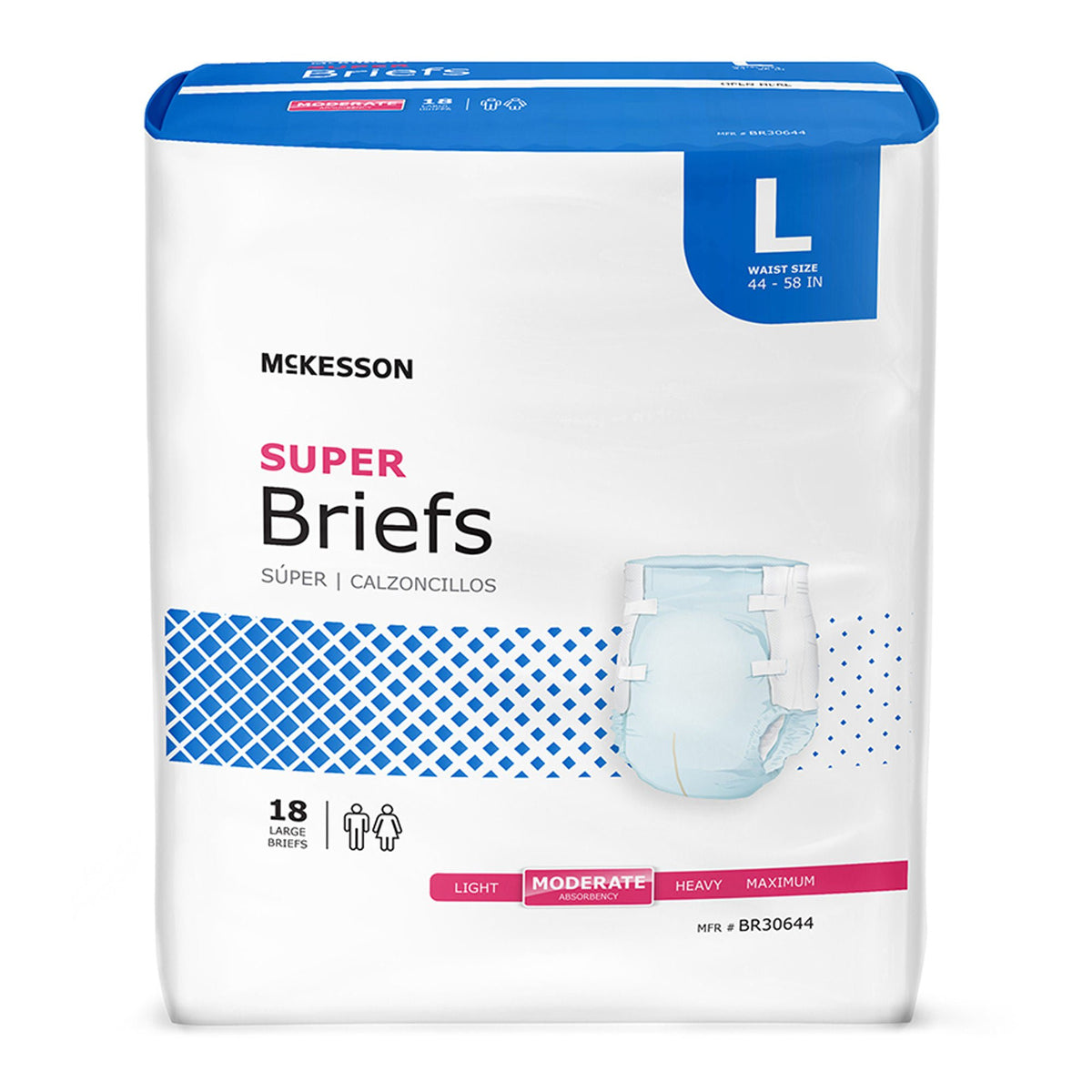 McKesson Super Moderate Absorbency Incontinence Briefs, Large, BG/18
