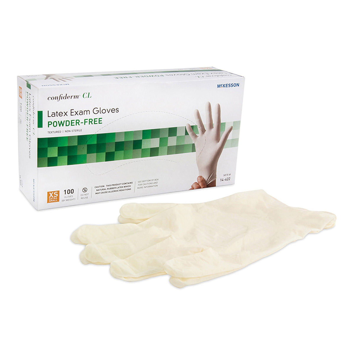 McKesson Confiderm® CL Latex Gloves, Extra-Small, Ivory, BX/100