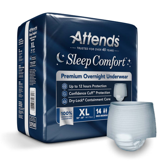 Attends® Sleep Comfort Premium Overnight Underwear, Extra Large, 58 – 68 Inches, CS/56