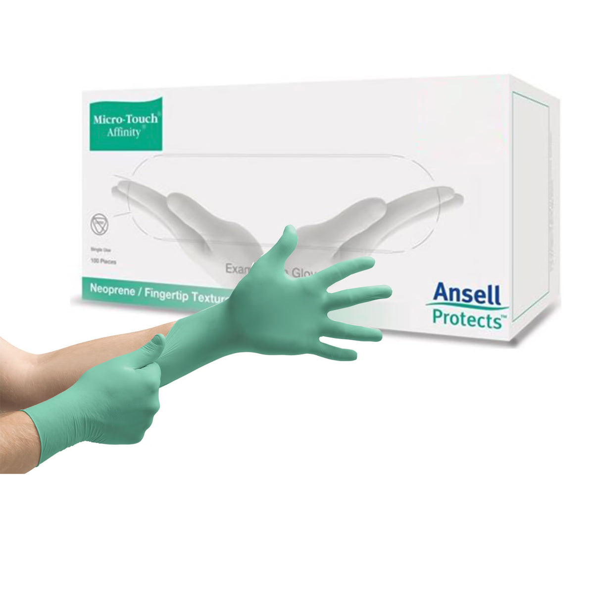 Micro-Touch® Affinity® Polychloroprene Exam Glove, Medium, Green, CS/10