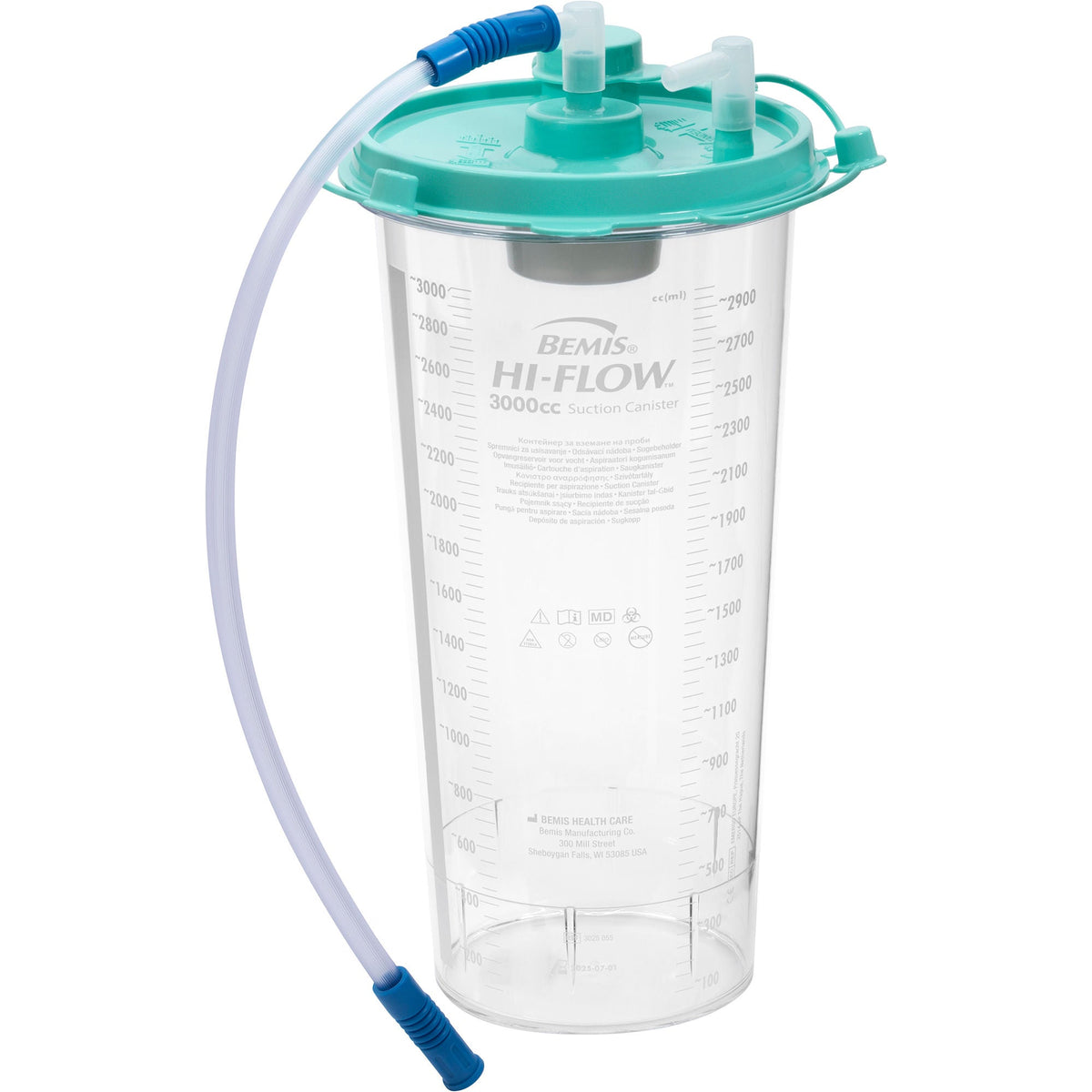 Hi-Flow™ Rigid Suction Canister for use with Bemis Quick-Drain™ Systems, 3000 mL, EA/1