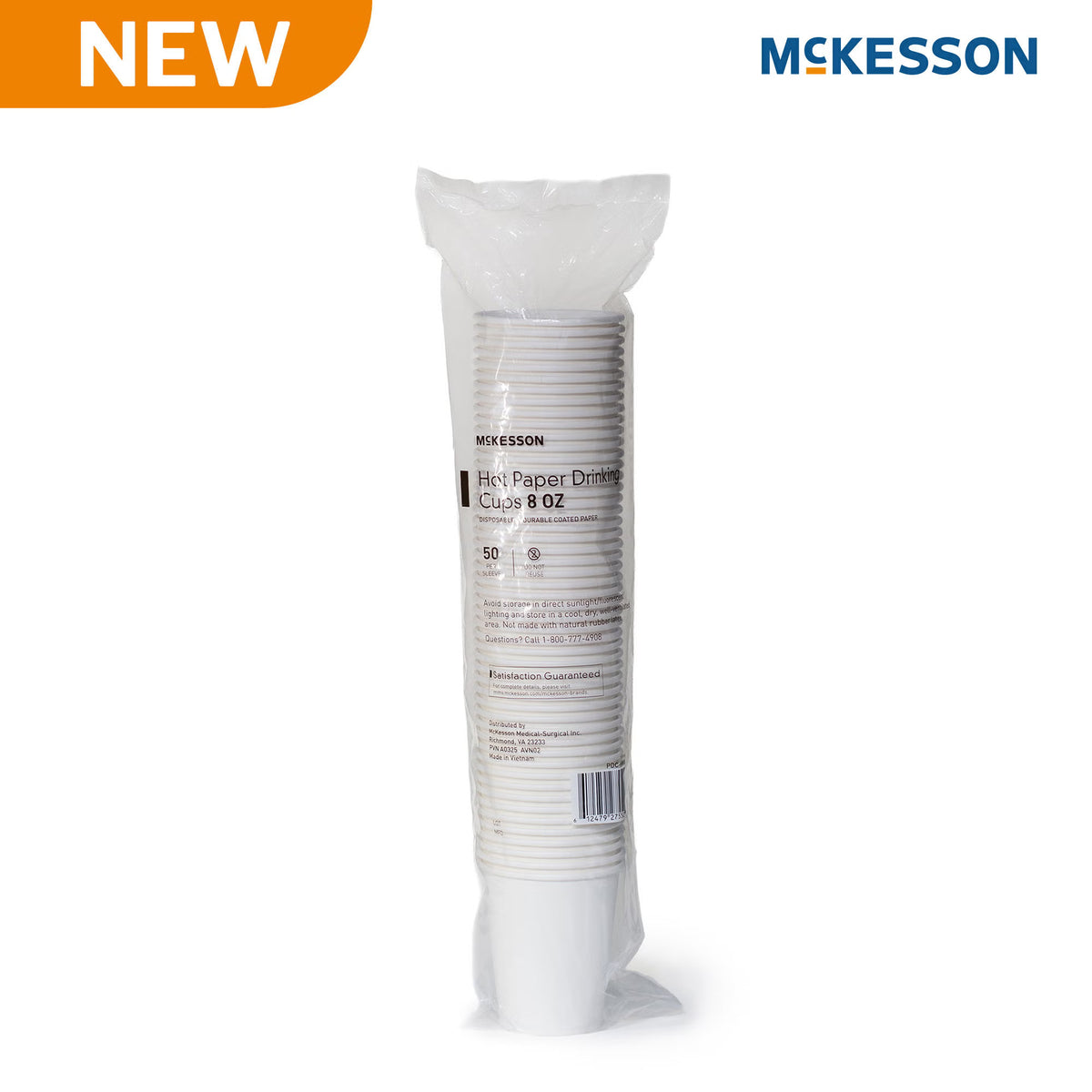 McKesson Paper Drinking Cup for Hot Beverages, White, 8-ounce Capacity, CS/1000