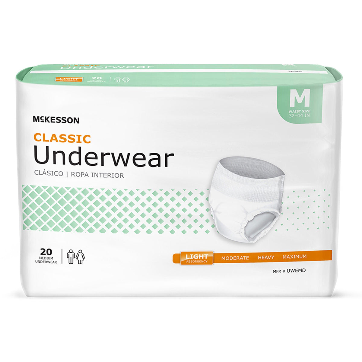 McKesson Classic Light Absorbency Incontinence Underwear, Medium, BG/1