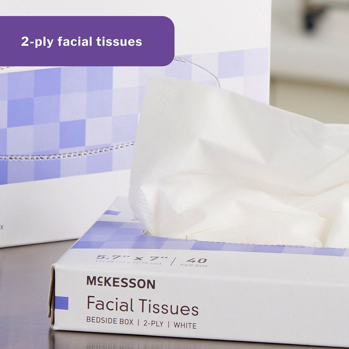 McKesson Facial Tissue, Bedside Box, White, Two-Ply