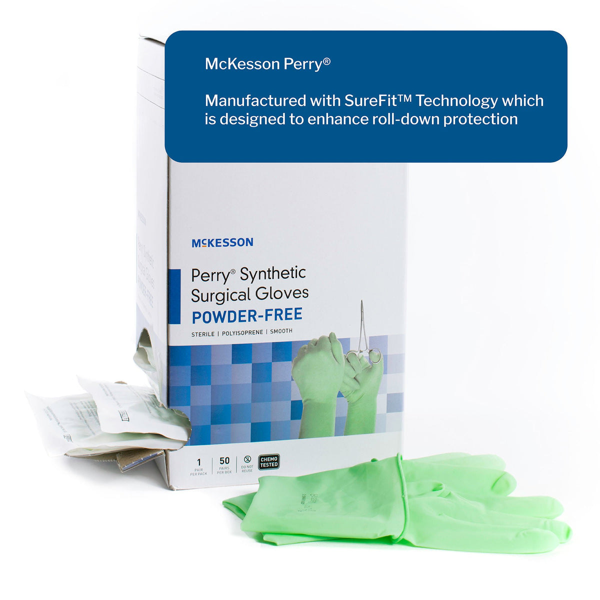 McKesson Perry® Performance Plus Polyisoprene Surgical Glove, Size 7, Green