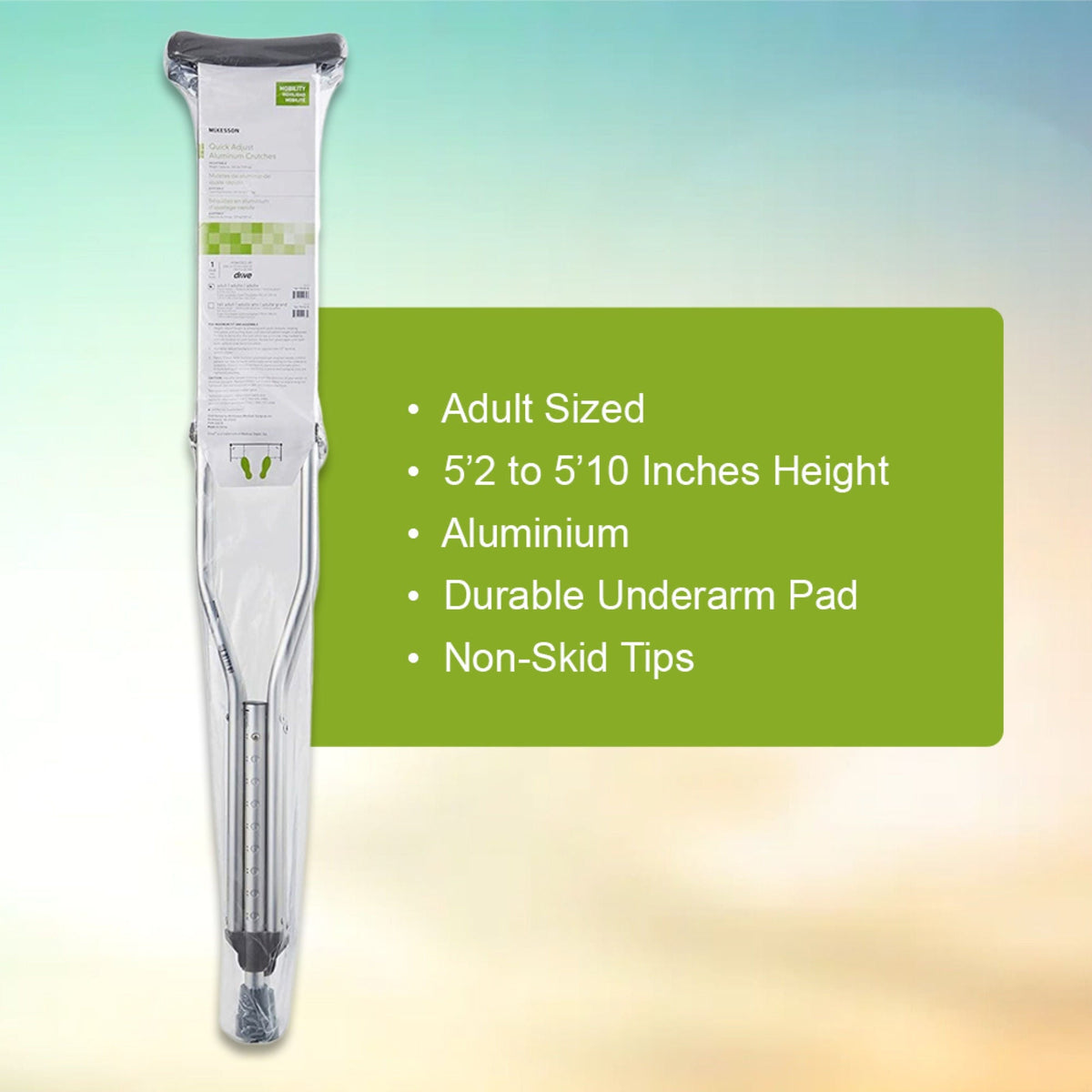 McKesson Underarm Crutches for Adults 5'2" – 5'10"