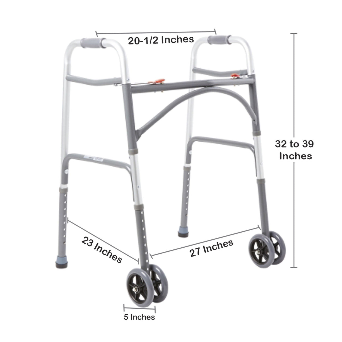 McKesson Steel Bariatric Folding Walker, 32 – 39 Inch Height