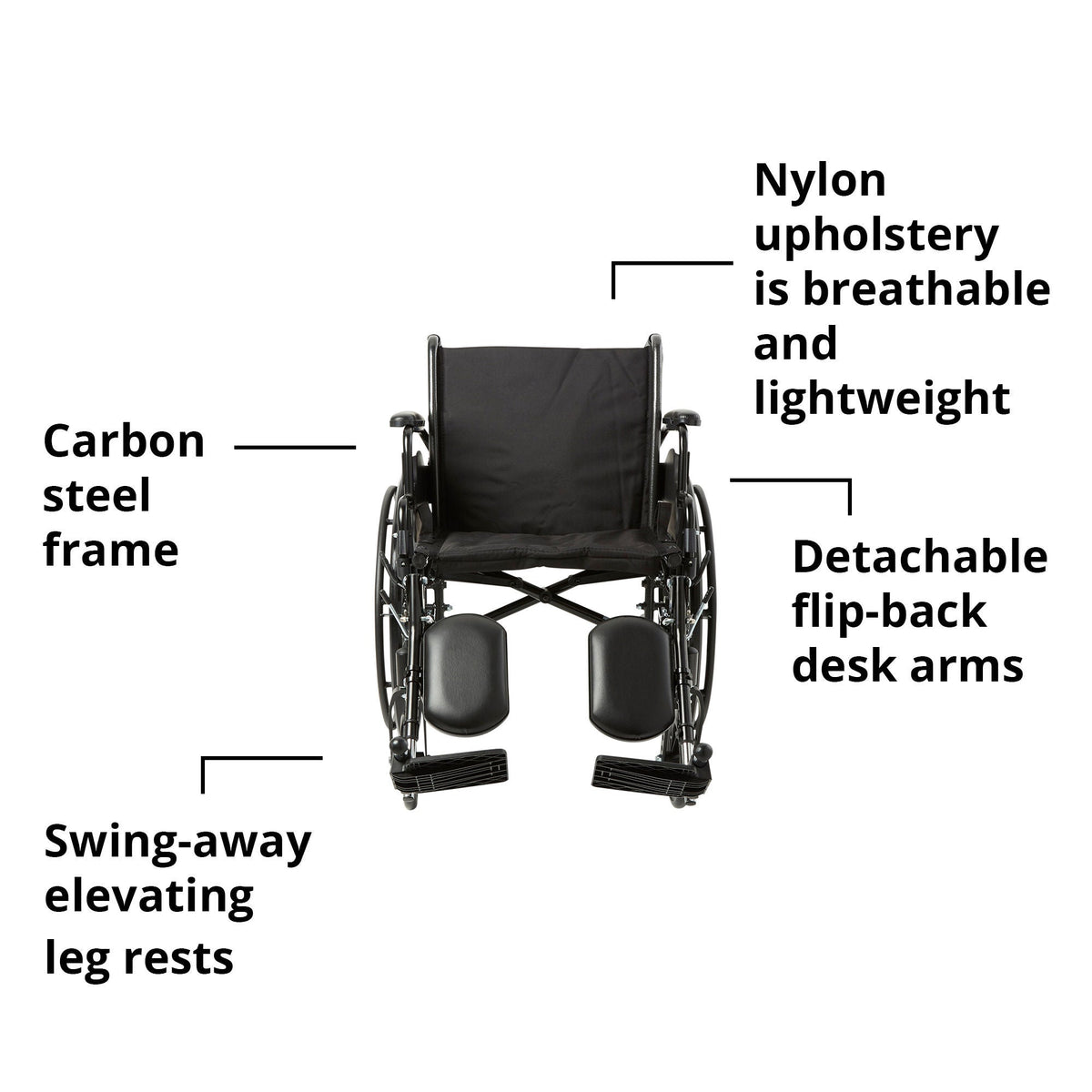 McKesson Lightweight Wheelchair, 20-Inch Seat Width