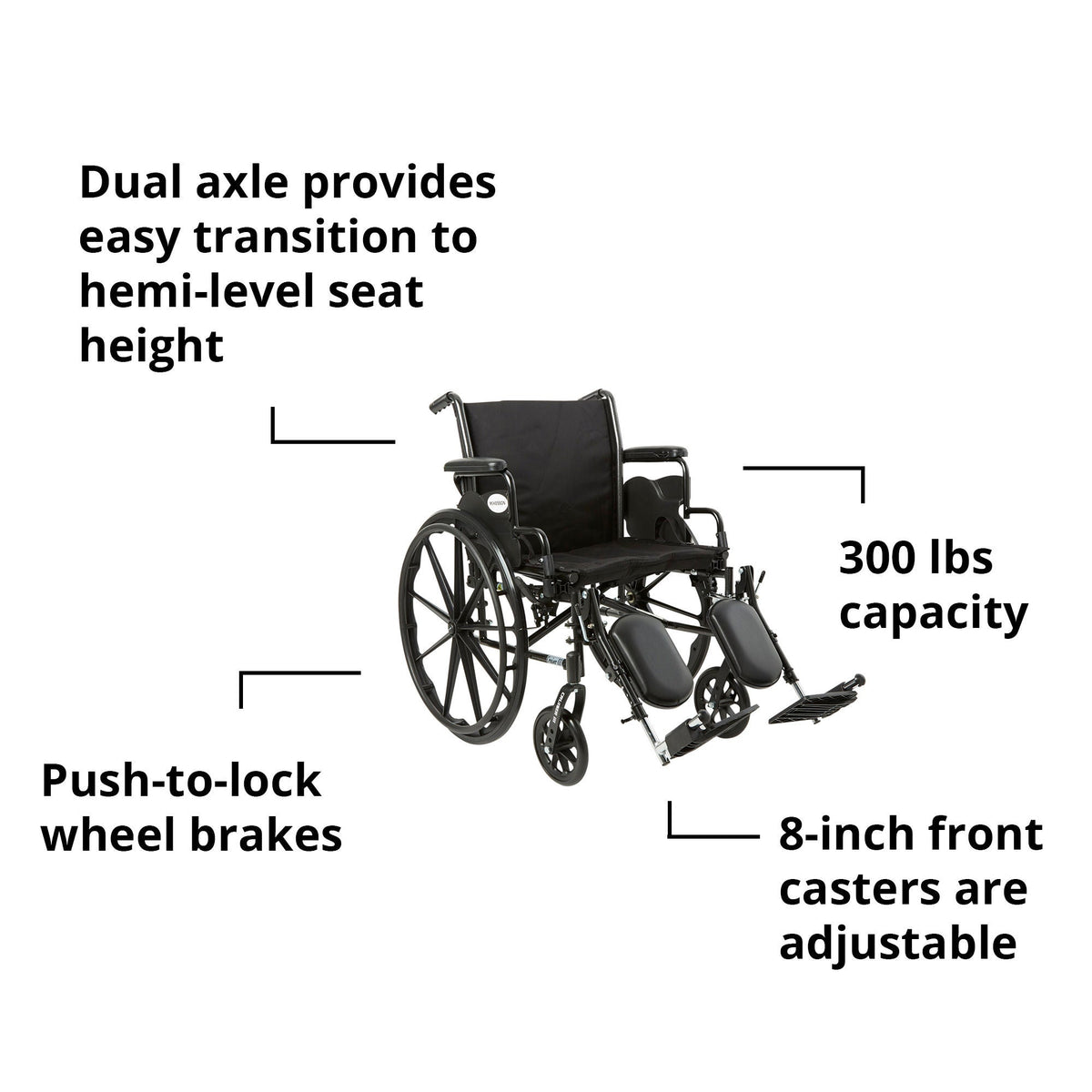 McKesson Lightweight Wheelchair, 20-Inch Seat Width