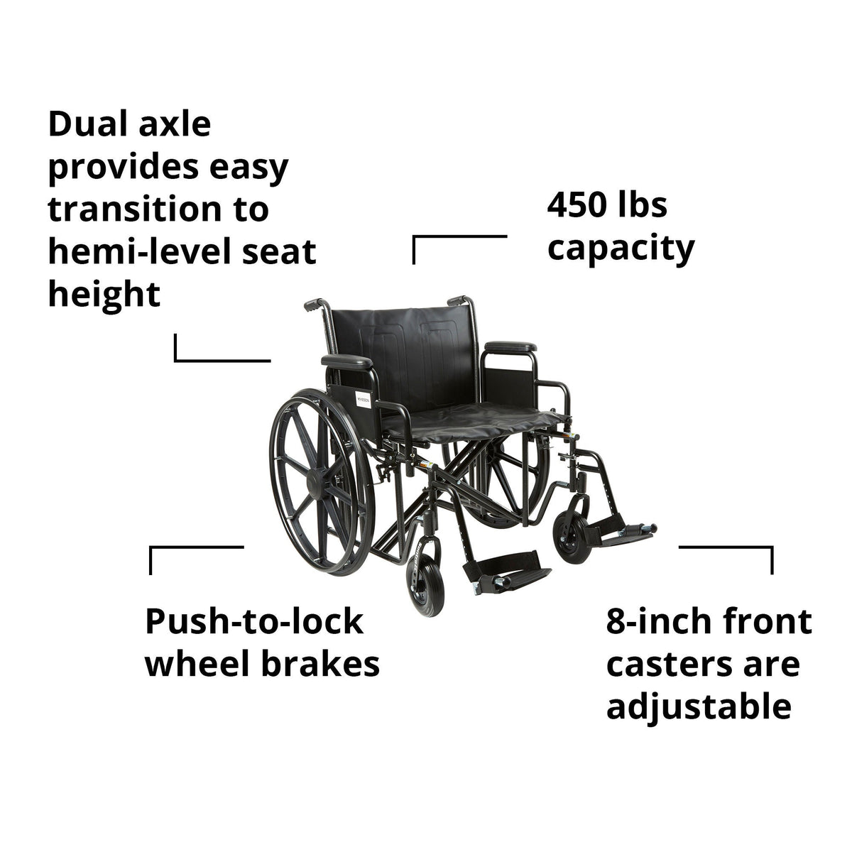 McKesson Bariatric Wheelchair, 24-Inch Seat Width