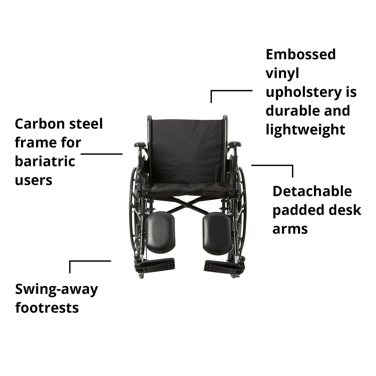 McKesson Bariatric Wheelchair, 24-Inch Seat Width
