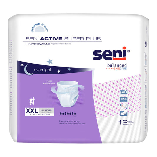 Seni® Active Super Plus Overnight Heavy Absorbent Underwear, 2X-Large, CS/48