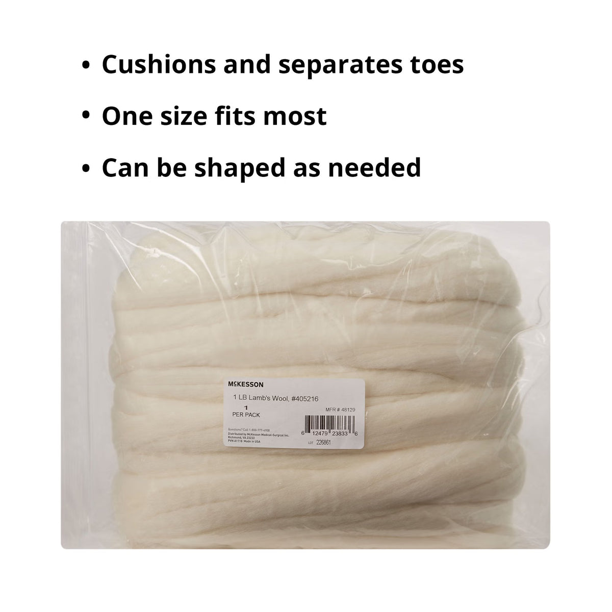McKesson Lamb's Wool, 1 lb.