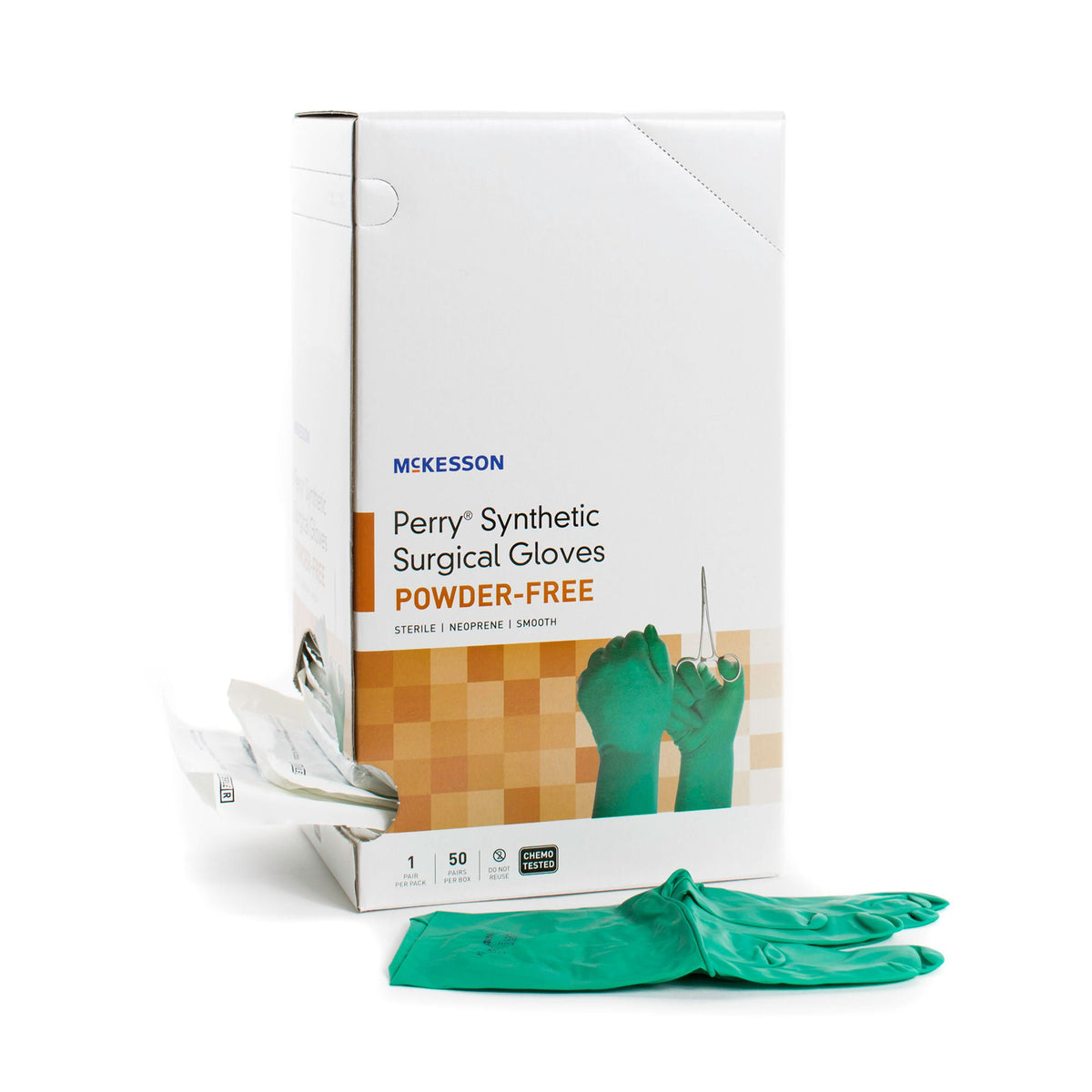 McKesson Perry® Performance Plus Polychloroprene Surgical Glove, Size 5.5, Green, BX/50