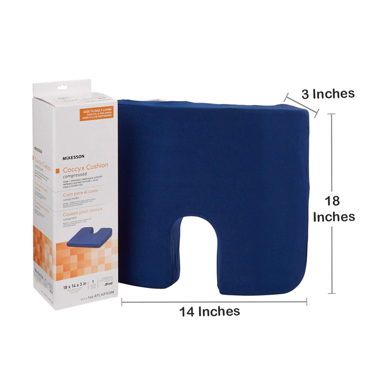 McKesson Compressed Coccyx Cushion, 18 x 14 x 3 Inch