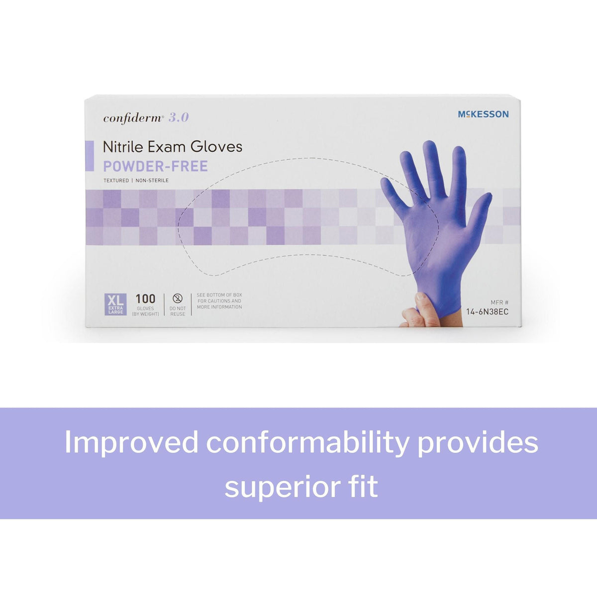 McKesson Confiderm® 3.0 Nitrile Exam Glove, Extra Large, Blue