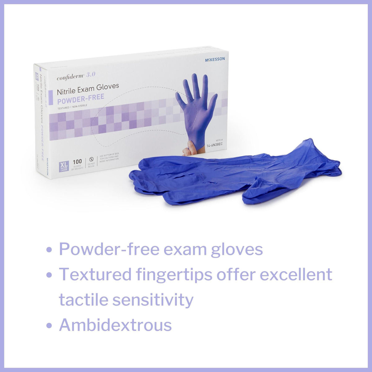 McKesson Confiderm® 3.0 Nitrile Exam Glove, Extra Large, Blue