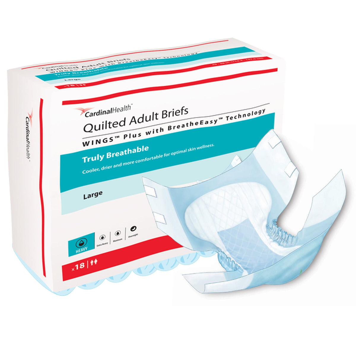 Wings™ Quilted Plus with BreatheEasy™ Technology Incontinence Brief, Large, BG/18
