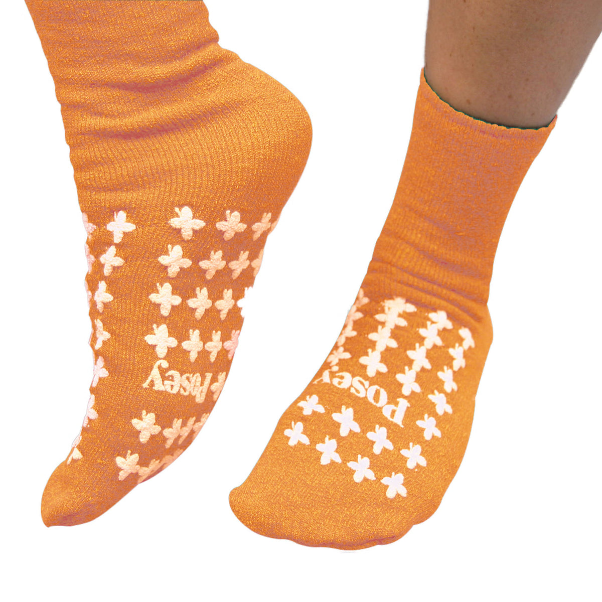 Posey® Double Tread Fall Prevention Socks, Orange, One Size Fits Most, PR/1