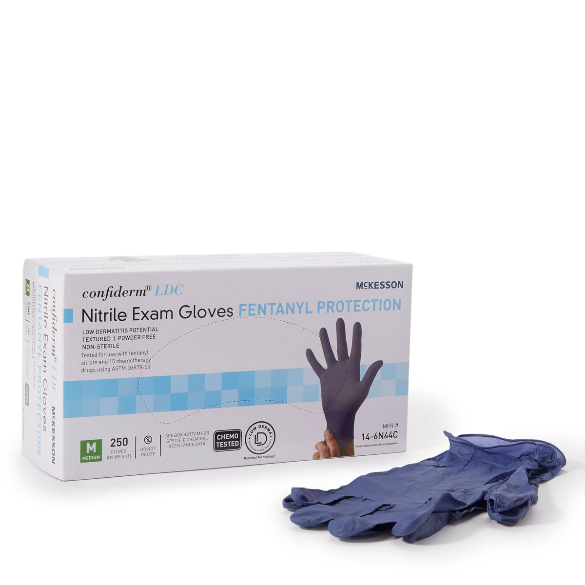 McKesson Confiderm® LDC Exam Glove, Medium, Blue, BX/250