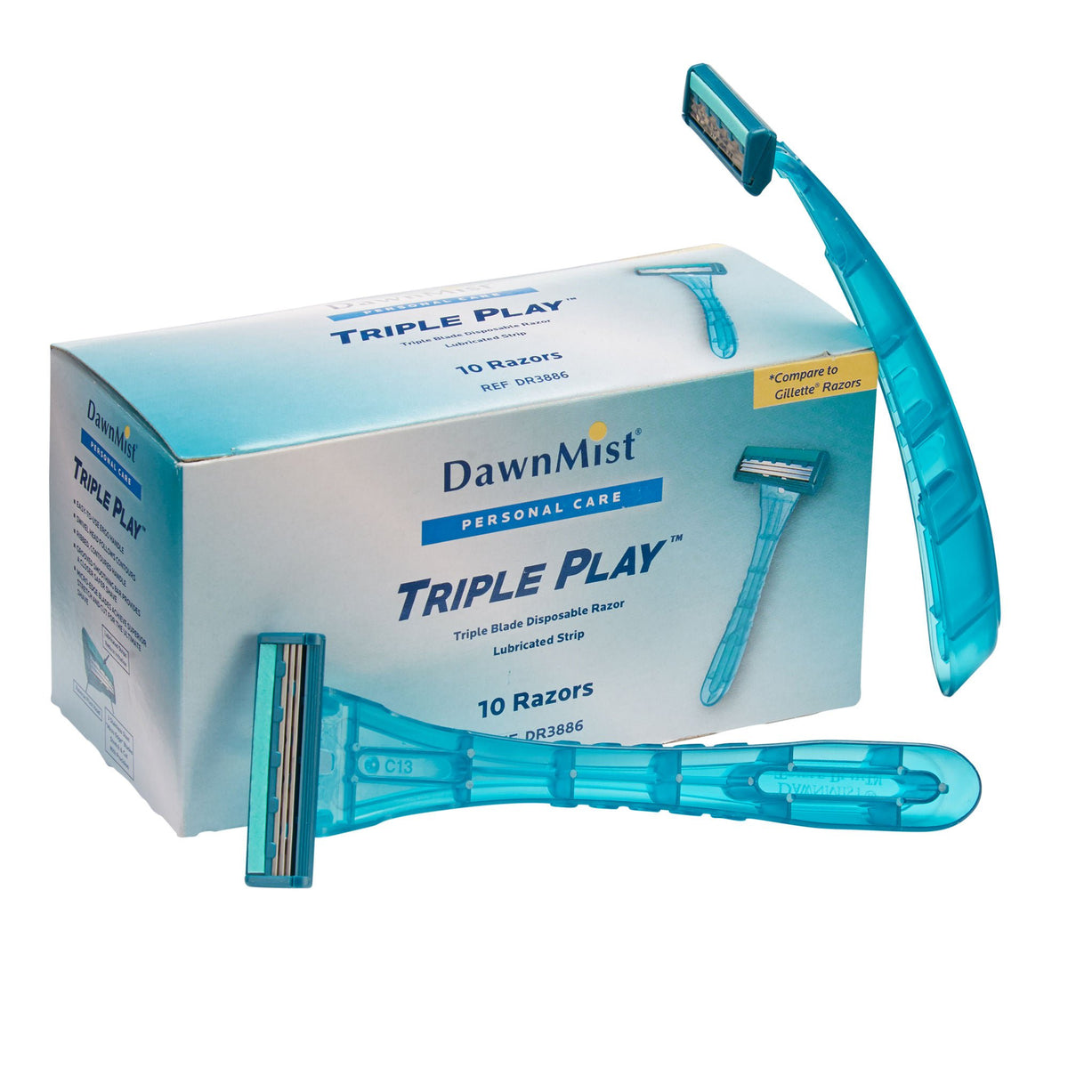 DawnMist® Triple Play Facial Razor, Disposable, BX/10