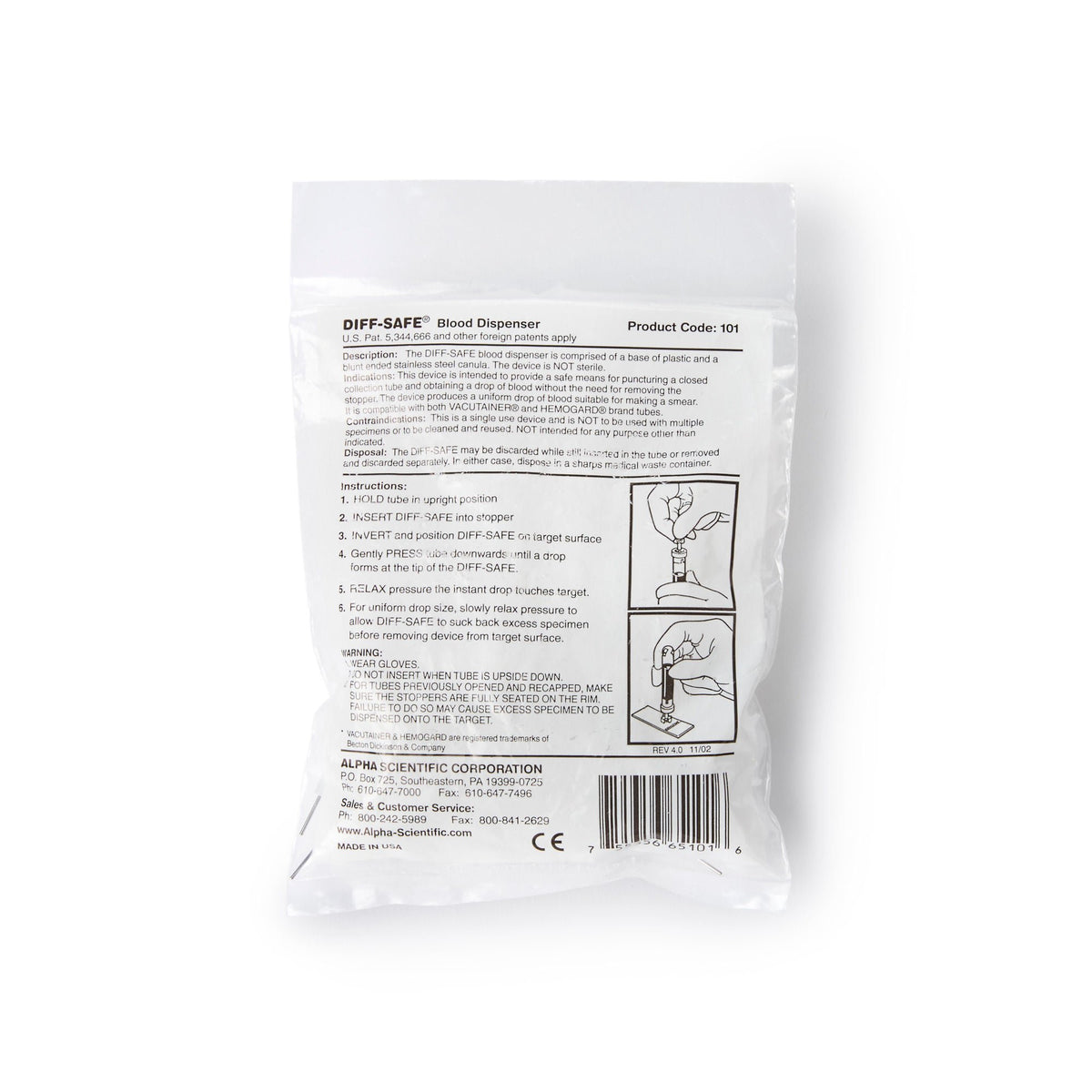 Diff-Safe® Blood Dispenser for Blood Smears